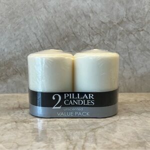 2 Pillar Candles Unscented Set NWT